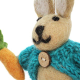 Handmade Hanging Decoration Easter Bunny Needle Felted in Cardigan 