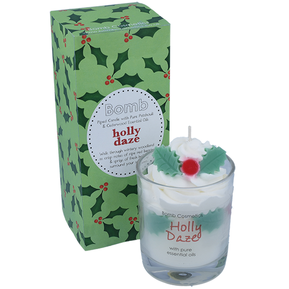 Holly Daze Piped Glass Christmas Scented Jar Candles 385g