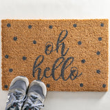 Oh Hello Grey Coir Doormat 