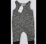 Grey animal all over print unisex baby dungarees cotton 