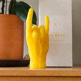 Candle Hand you rock Yellow