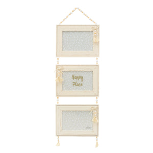 White Tassel Triple Photo Frame 4x6