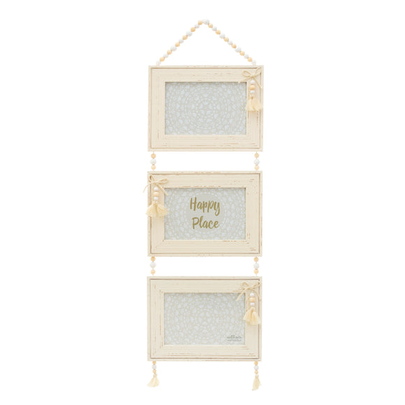 White Tassel Triple Photo Frame 4x6