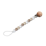 Neutrals wooden dummy clip holder, pacifier clip chain, baby gift
