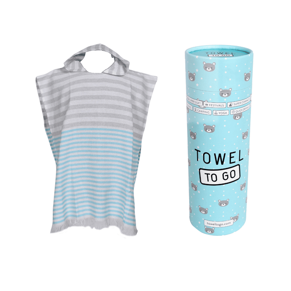 Kids Towel Poncho with gift box blue