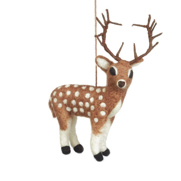 felt stag decoration brown 