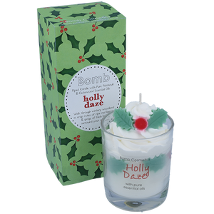 Holly Daze Piped Glass Christmas Scented Jar Candles 385g