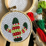 DIY Beginners Embroidery Kit Holiday Sweater Cactus Ornament