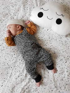 Grey animal all over print unisex baby dungarees cotton 