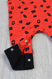 Deep Orange / Red animal print unisex baby dungarees cotton