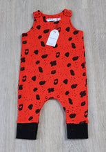 Deep Orange / Red animal print unisex baby dungarees cotton